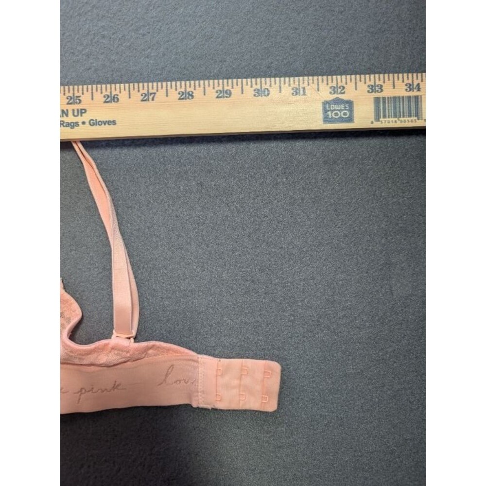 Victoria's Secret PINK Women's Bralette Lace, Peach Sz 36D Wireless Missing Tag